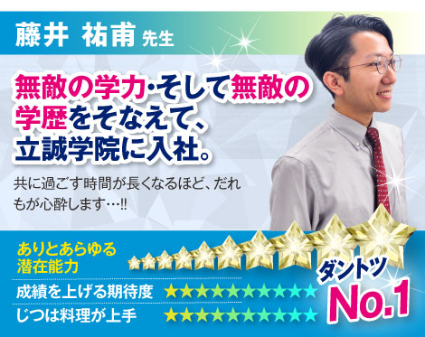 藤井 祐甫先生:無敵の学力・そして無敵の学歴をそなえて、立誠学院に入社。